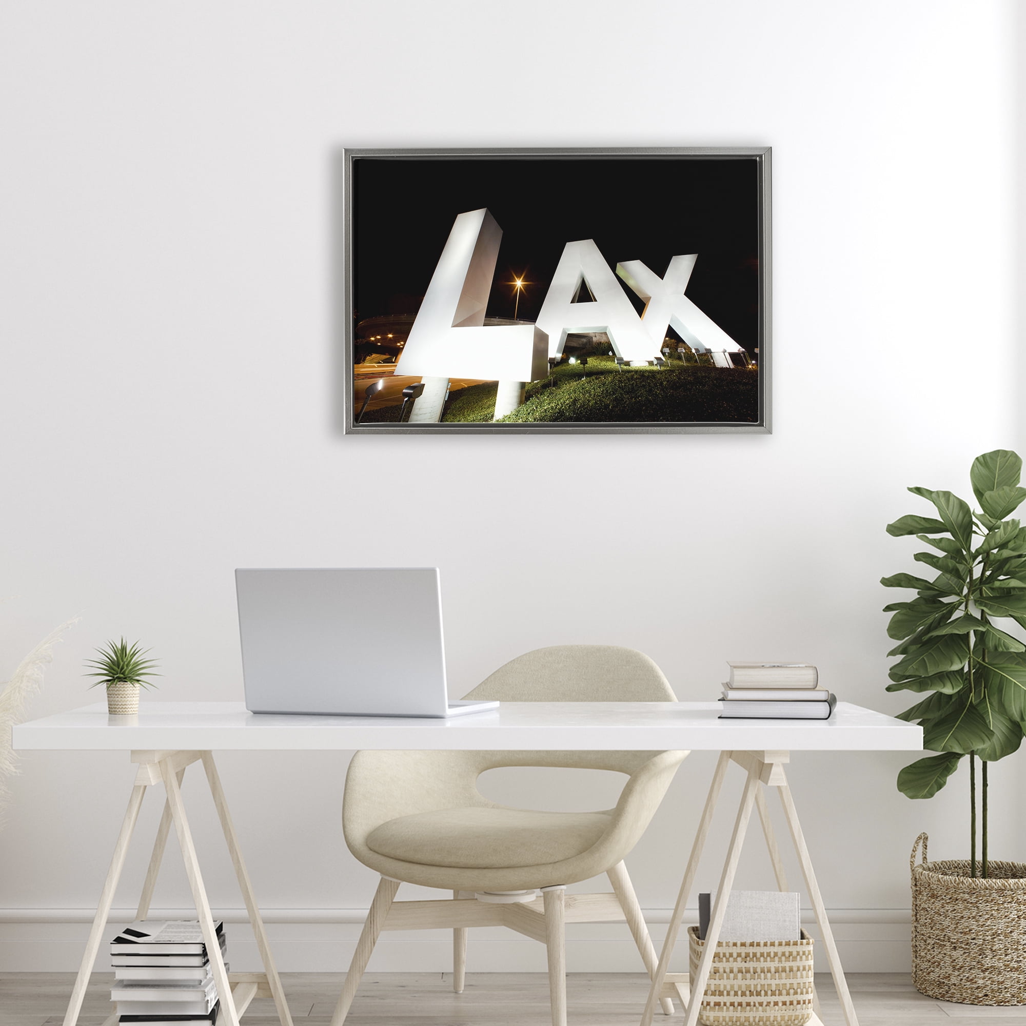 Stupell Industries LA Airport Structure Gray Framed Floater Canvas Wall Art, design by Scott Stulberg