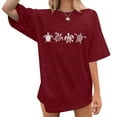thumbnail image 2 of Womens Basic T Shirts Crewneck Short Sleeve Casual Trendy Printed Blouses Beach Vacation Loose Fit Workout Tunic Tops Summer Outfits, 2 of 4