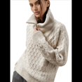 thumbnail image 3 of Suéteres de Mujer Otoño Invierno 2025, Jersey Informal de Punto con Cremallera de un Cuarto de Pulgada, Jersey de Punto de Diamante Albaricoque M, 3 of 9