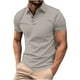 thumbnail image 1 of Manga Corta de Verano Tops de Color Sólido Casual Manga Corta Cuello Redondo Doblado Hendidura Superior, Camisa de Fibra de Poliéster para Hombres, Lavado de Manos, 1 of 5