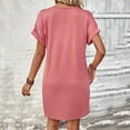 thumbnail image 3 of DJskiyers Summer Casual Dresses For Women 2024 Short Sleeve Tshirt Dress Button Mini Dress V Neck Beach Dress Cute Vacation Dress, 3 of 4