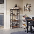 thumbnail image 6 of Standing Shelf Ladder Rack with 4 Open Shelves Bookshelf Kitchen Shelf for Kitchen Office Rustic Brown and Black, 6 of 6