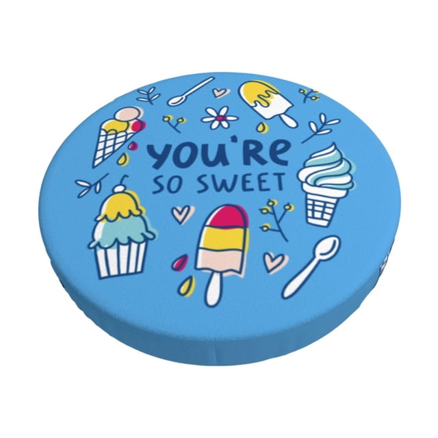 Disketp You are so Sweet Funda Redonda para Taburete, Funda de Cojín para Silla de Bar Suave y Elástica-13 inch