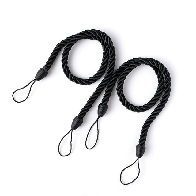 stanreset 1/2/3/5 2pcs Maison Hôtel Polyester Rideau Retenue Salon Drapé Tieback Draperies Décoratif Support Ondulé Corde Noire 2PCS