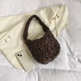 thumbnail image 3 of Bolso para axilas para mujer Bolso plisado con asa superior de PU Bolso de hombro sólido (Café), 3 of 9