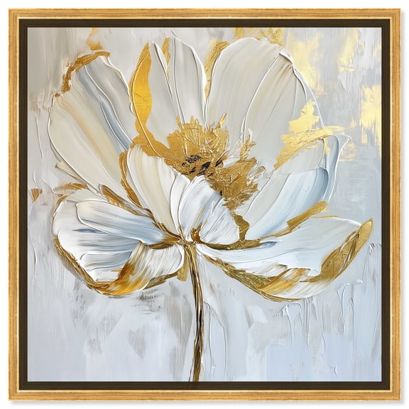 Gold Magnolia II Floral Fine Wall Art Canvas Wall Art by Art Remedy, Gold Floater Frame, 31.5" x 31.5"