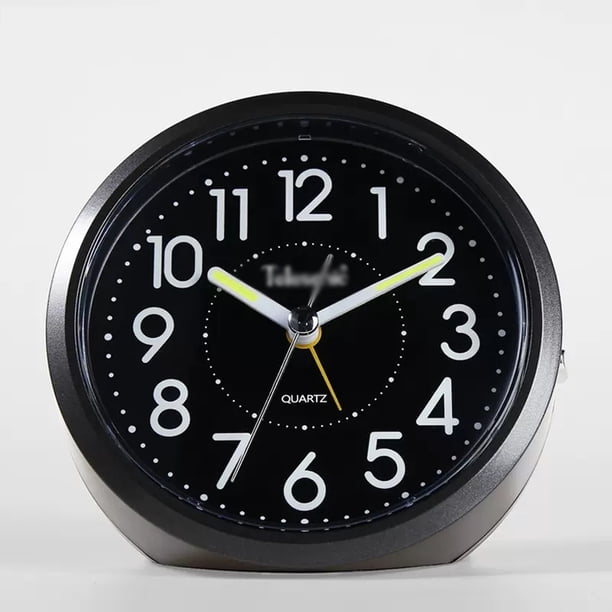 Reloj despertador de 4 ", silencioso, movimiento de cuarzo, sin tictac, despertador mecánico por la mañana, con luz de fondo nocturna for niños