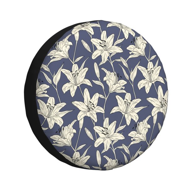 Balery Lilies Flowers Cubiertas para Neumáticos - Protector Resistente para Neumáticos de Camioneta, SUV, Remolque, Camper y RV-14 inch