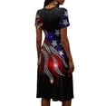 thumbnail image 5 of Red White and Blue Dress for Women Swing Flowy Midi American Flag Dress A-Line Casual V Neck Short Sleeve Party Midi Dresses, 5 of 5