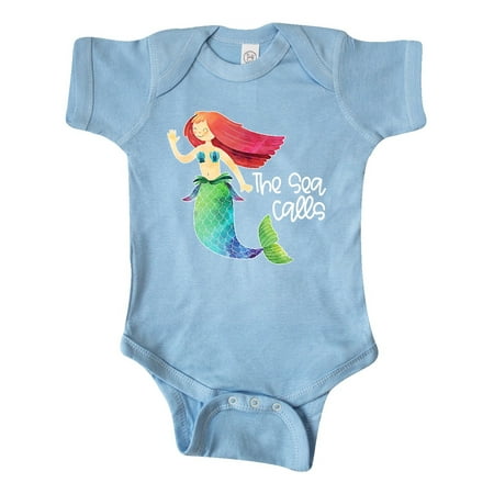 

Inktastic The Sea Calls Mermaid with Red Hair Gift Baby Boy or Baby Girl Bodysuit