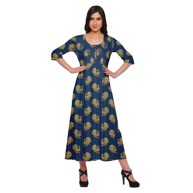 Moomaya Kurta Imprimée Longue Tunique pour Femmes Tenue d'Été Kurti pour Femmes