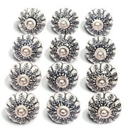 Luxe Designs | Set of 12 Decorative Black and White Floral Ceramic Knobs - Drawer Pulls for Office Drawers, Room Cupboard, Kitchen and Bathroom Cabinets