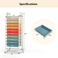 thumbnail image 3 of Costway 10 Drawer Rolling Storage Cart Scrapbook Paper Office School Organizer Macaron, 3 of 9