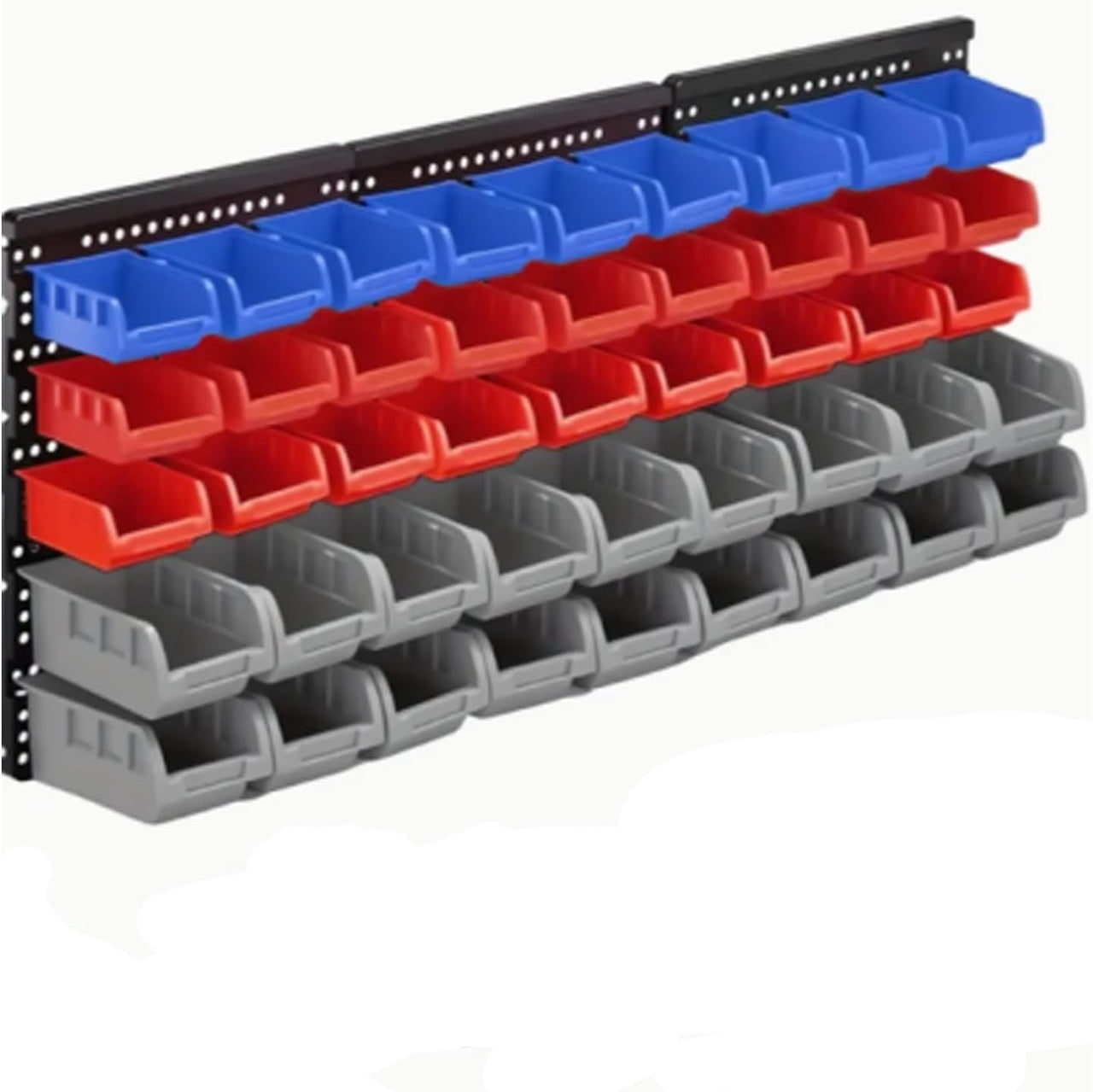 45 Pcs Wall Mount Storage Bins, Hardware Organizer Rack for Tools, Screws, Nuts & Bolts