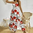 thumbnail image 3 of Generic Women's Summer Dress V Neck Floral Maxi Tropical Long Beach Vacation Side Slit Dress, 3 of 7