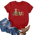 thumbnail image 2 of WREESH Women's Round Neck Summer T-Shirt Fashion Short Sleeve Blouse with Graphic Print Red, 2 of 4