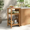 thumbnail image 2 of Gymax 3-Tier Patio Wood Storage Cabinet w/ Marble-Like Countertop 2 Slatted Shelves, 2 of 10
