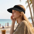 thumbnail image 4 of PRINxy Women's Roll-Up Wide Brim Straw Sun Visor Hat, Lightweight Portable UV Protection Hat for Summer Beach Hiking Activities Black, 4 of 7