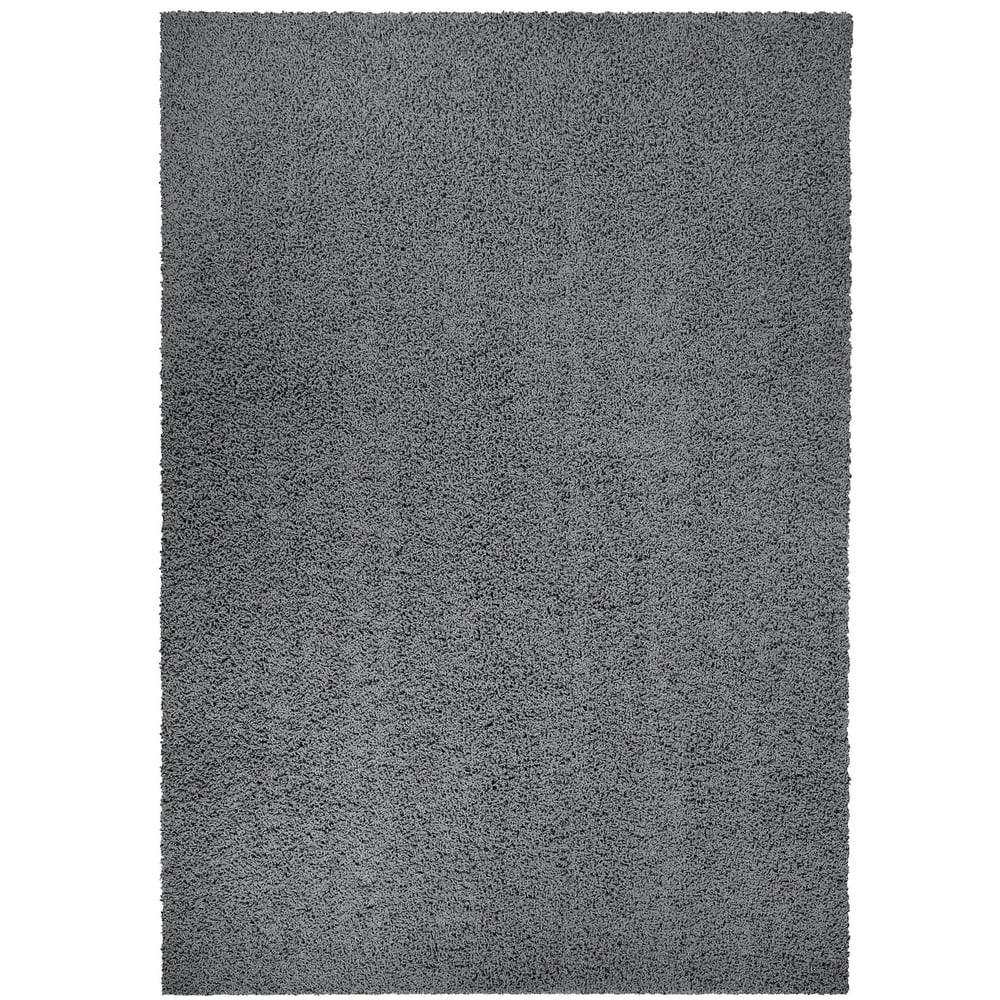Mainstays Solid Olefin High Pile Shag Area Rug, Gray, 7'x10'
