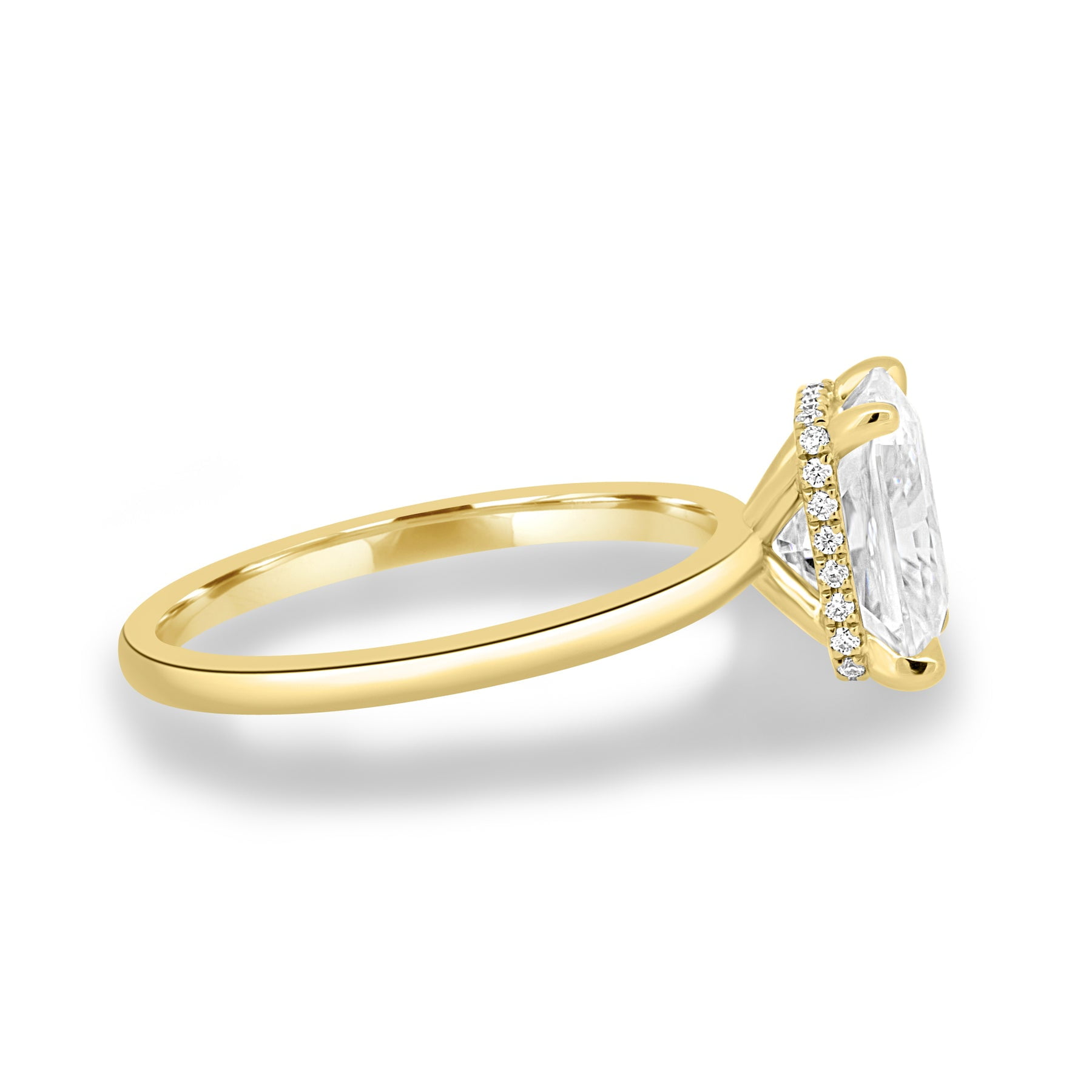 ESTE ORIGIN 4 Ctw Radiant Lab Grown Diamond Solitaire Ring with Hidden Halo in 10K Yellow Gold for Women