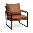 thumbnail image 2 of Subrtex Upholstered Modern Accent Chair with Metal Frame, Brown PU Leather, 2 of 7