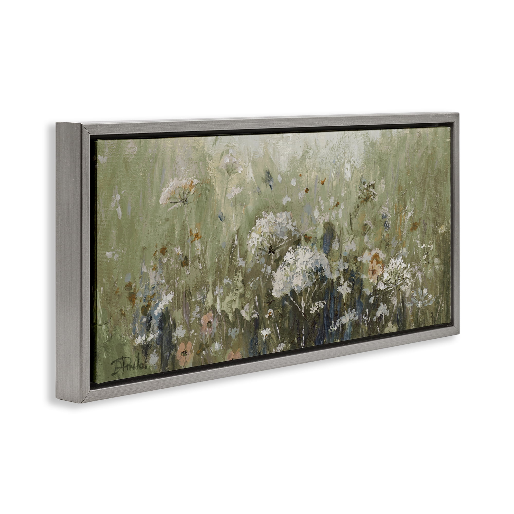 Stupell Industries Mistful Summer Meadow Scene Gray Framed Floater Canvas Wall Art, design by Patricia Pinto