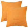thumbnail image 2 of Funda de cojín de corduroy REGALWOVEN Pack de 2, fundas decorativas suaves para cojines cuadrados para sofá naranja 16" x 16", 2 of 6