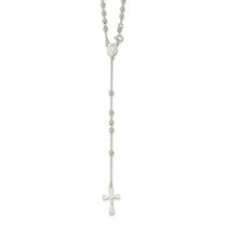 Auriga Fine Jewelry 925 Sterling Silver Polished Bead Rosary Necklace for Women 18"