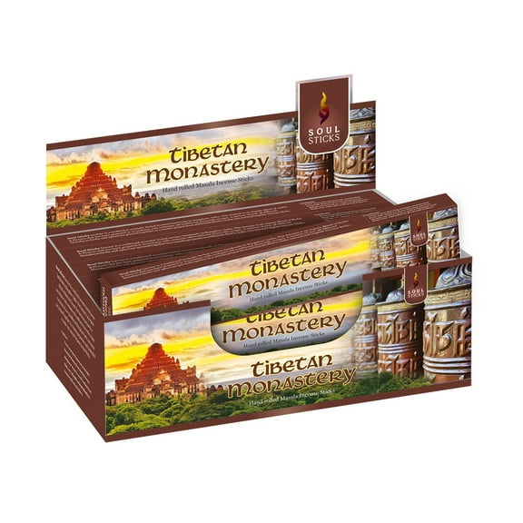 Soul Sticks Tibetan Monastery | 12 Boxes of Hand Rolled Natural Incense Sticks for Space Clearing Removing Negative Energy | Bulk Incense