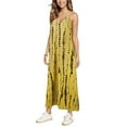 thumbnail image 4 of Fangasis Women Long Maxi Dresses Sleeveless Summer Beach Sundress V Neck Slip Dress Ladies Kaftan Sexy Party Yellow XL, 4 of 5