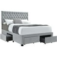 thumbnail image 1 of Pemberly Row 4-Drawer Button Tufted Fabric Eastern King Storage Bed in Gray, 1 of 5