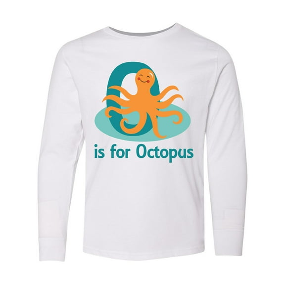 Inktastic O is for Octopus Monogram Long Sleeve Youth T-Shirt