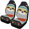 thumbnail image 1 of ABPHQTO Juego de 2 fundas para asientos de coche con dibujos de perezosos, protectores universales para asientos delanteros de coche, aptos para coche, SUV, sedán, camión, 1 of 3