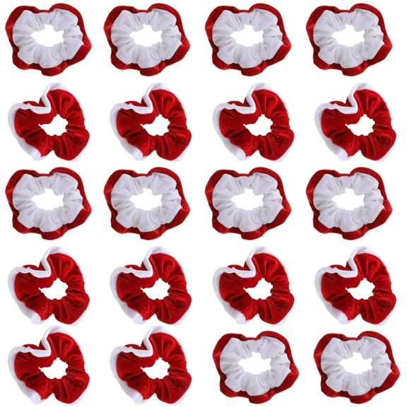ELAYARD Stretchy Hair Scrunchies Red with White Edges 20Pcs