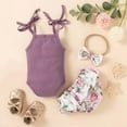 thumbnail image 3 of Penkiiy Toddler Baby Summer Clothes Sleeveless Sling French Rib Top Floral Shorts Suit Tutu Dresses for Toddler Girls 3-6 Months Purple 2023 Summer Deal, 3 of 9