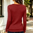thumbnail image 6 of XRoczxe Women's V-neck long-sleeved ribbed knit top, casual solid color lightweight pullover | suitable for everyday commuting and all-day wear., 6 of 7