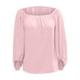 thumbnail image 5 of MIXUE Boho Tops For Women Summer Chiffon Solid Color Off Shoulder Long Sleeve Loose Fit Casual T Shirts Sportswear,Red,L, 5 of 6