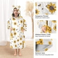 thumbnail image 3 of Wearable Blanket Hoodie for Giraffe and Sunflower Flannel Hooded Blanket with Pockets and Sleeves Suitable, 3 of 7