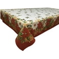 thumbnail image 5 of Violet Linen Decorative European Blossom Christmas Tablecloth, Poinsettia & Holly Berry Print - 60" x 84", 5 of 5
