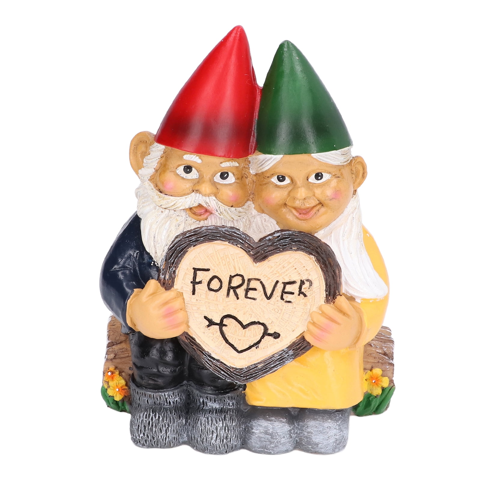 Rupoun Garden Gnome Couple Statues, Weatherproof Resin Dwarf Sculpture Figurine Home Desktop Ornament for Outdoor Patio Yard Lawn Decoration (7.87 inches / 20 cm)