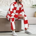 thumbnail image 7 of Susaid Red Cross 1 Print Men's Long Sleeve Pajama Set, Two-Piece Button-Down Loungewear PJs Set, Comfortable Sleepwear for Relaxation-Large, 7 of 7