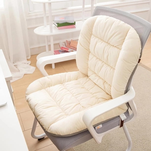 Cojín para silla de escritorio de 35 x 18, cojín de asiento suave con funda extraíble, cojín para silla de oficina con lazos, cojín de asiento de felpa con soporte para la espalda, cojín para mecedora