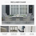 thumbnail image 6 of Outsunny 3pc Patio Furniture, Wicker Reclining Chairs & Table, Gray, 6 of 9