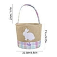 thumbnail image 3 of HaoXun Easter Striped Decorative Storage Basket - Cloth Tote with Rabbits Appliques for Easter Decor and Home Organization, 3 of 6