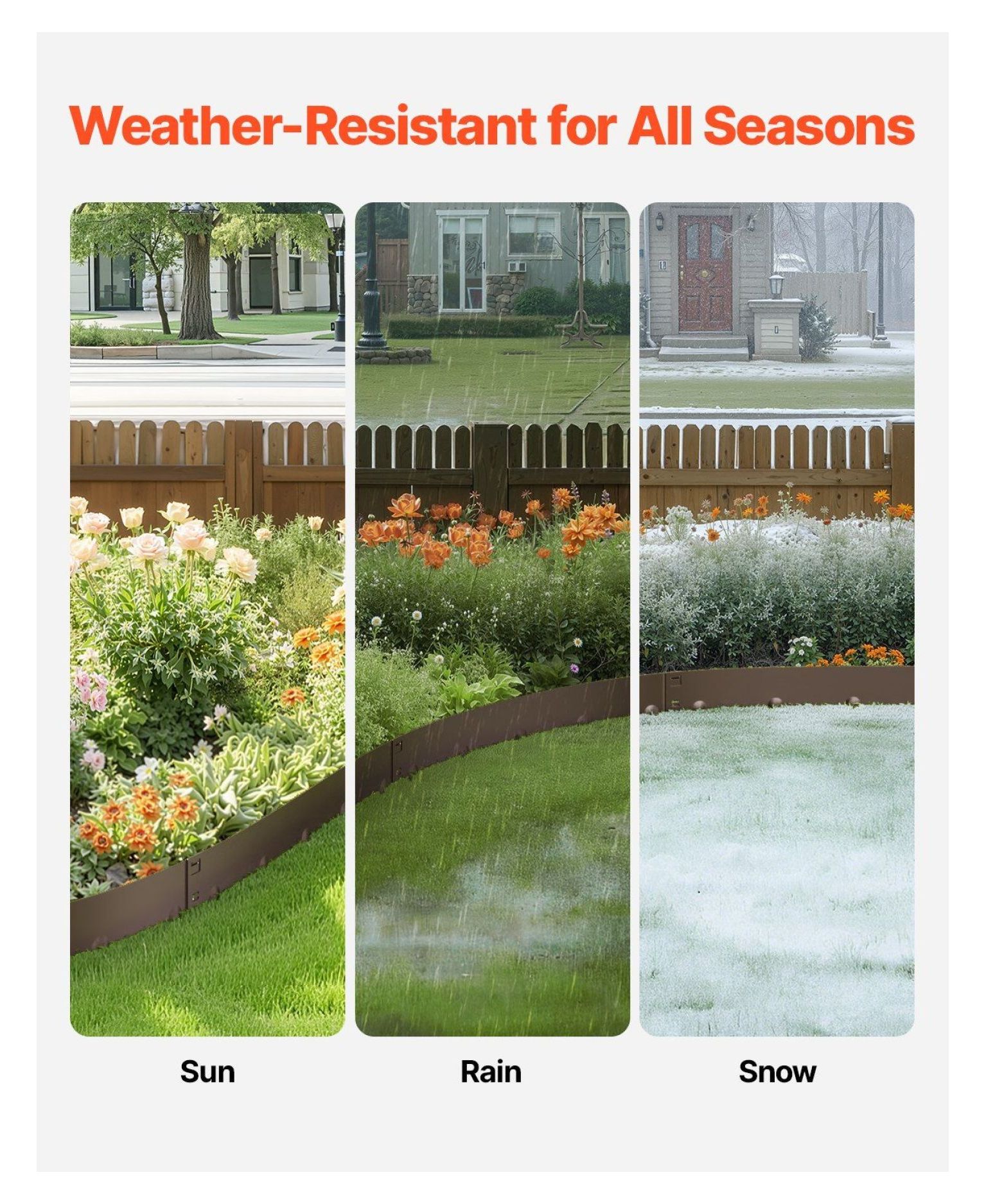 Steel Landscape Edging 5 Pack - 39 x 5in Rustproof Garden Border, Brown Metal Lawn Edging for Flower Beds, Durable Yard Edging