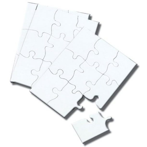 Inovart Puzzle-It 63-Piece Blank Puzzle, 12 Puzzles per Package, 8-1/2 inch x 11 inch, White