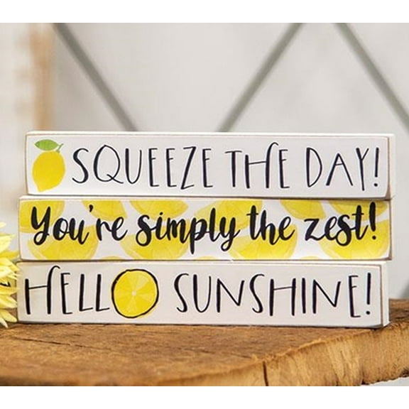 CWI Summer Decor - Lemon Sunshine Mini Stick Signs 3pc Set
