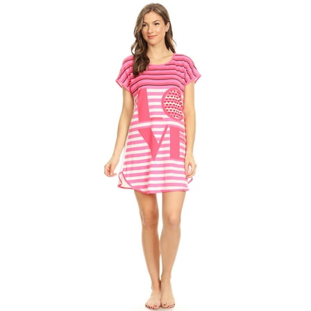 25008 Womens Nightgown Sleepwear Pajamas Woman Sleep Dress Nightshirt 118 Pink XL