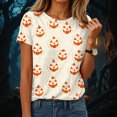 thumbnail image 2 of NOLDARES Halloween Shirts for Women Funny Halloween Ghost Tshirts Fall Spooky Pumpkin Gift Top(Light Yellow,M), 2 of 9