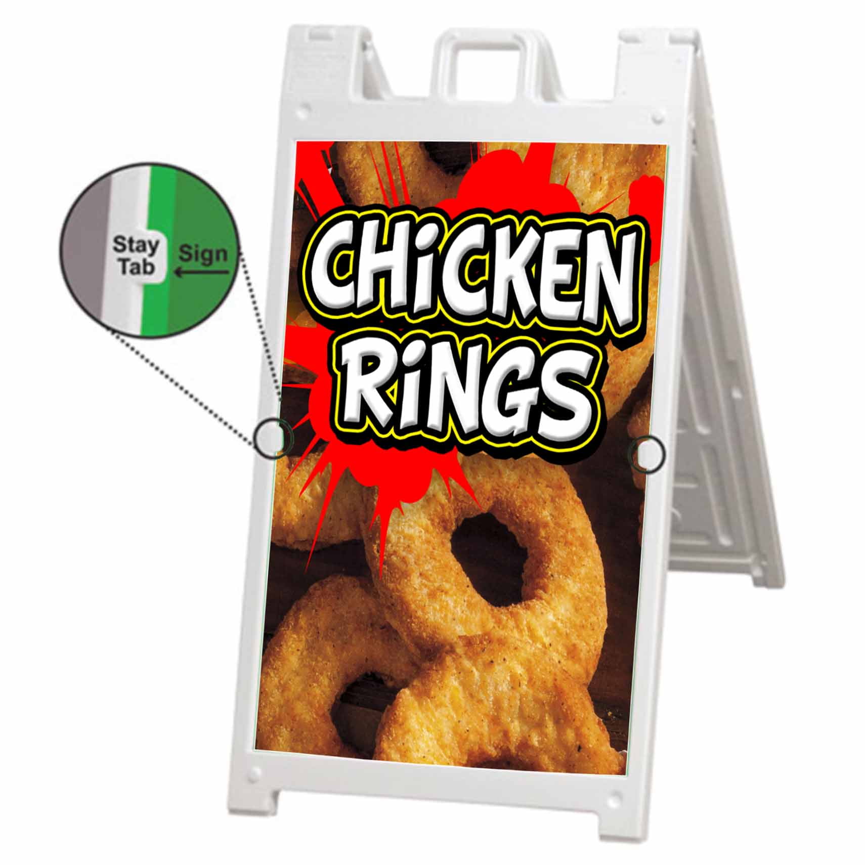 Chicken Rings (24" X 36") Deluxe AFrame Signicade, Includes 2